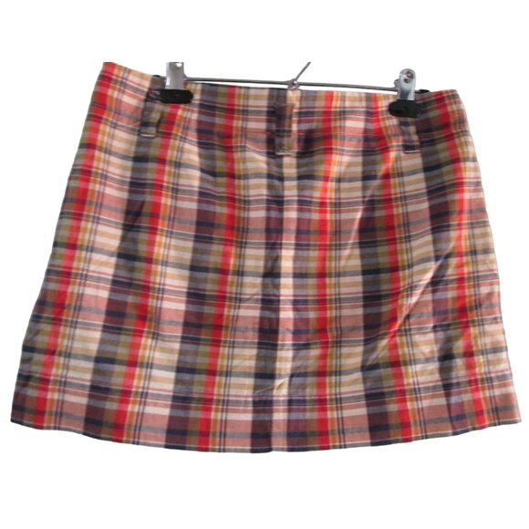 J Crew Womens Madras Plaid Cotton Button Front Mini Skirt Sz 4 India EUC - Picture 2 of 11